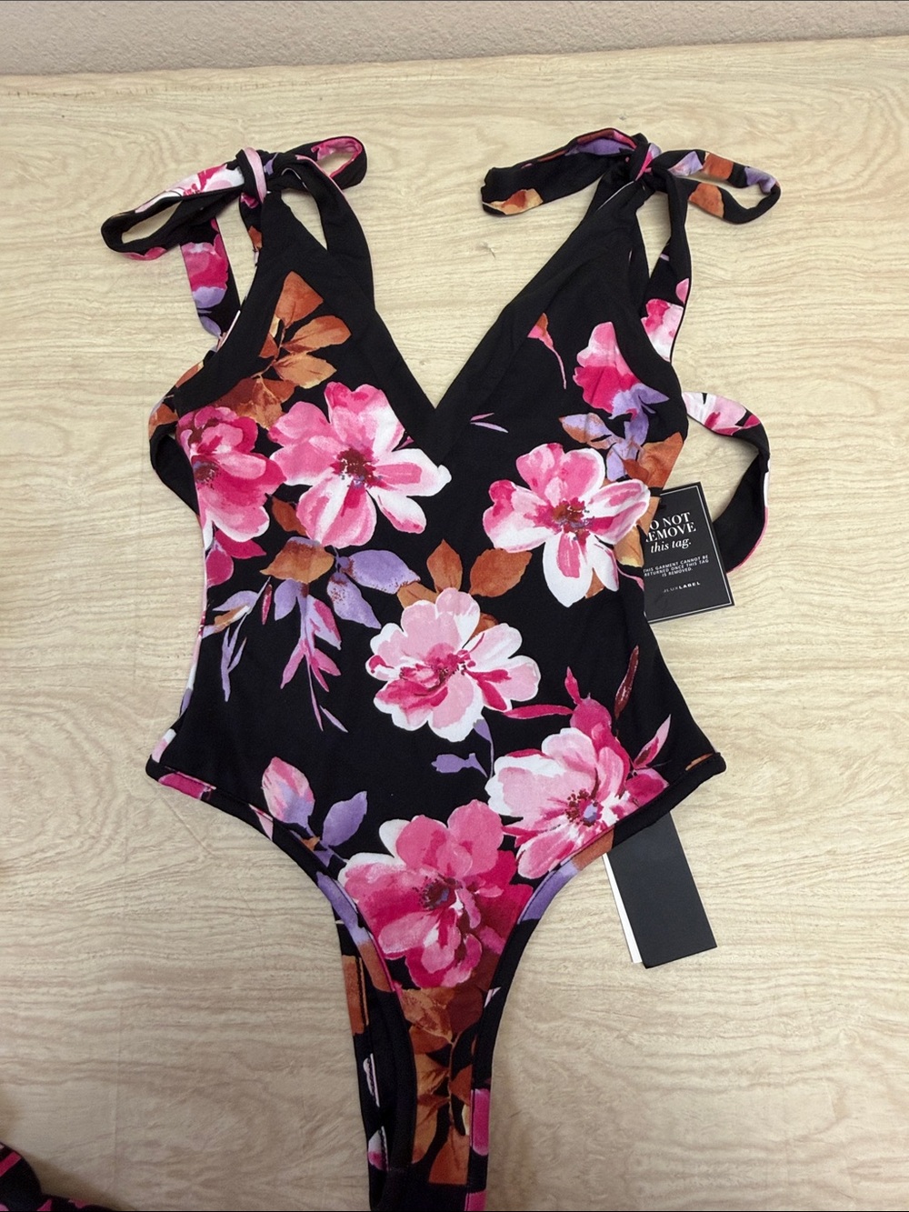 JLUXLABEL FLORAL TIE WRAP ONE PIECE REVERSIBLE BATHING SUIT -